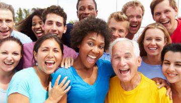 Outdoor Portrait Of Multi-Ethnic Crowd